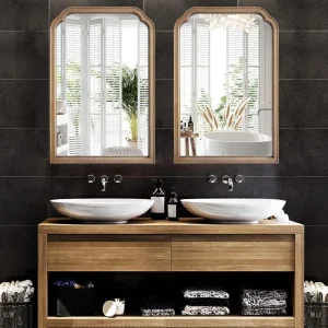 2 Pack Farmhouse Bathroom Mirrors for Wall Mounted, 24" X 36" Rustic Wood Frame Wall Mirrors