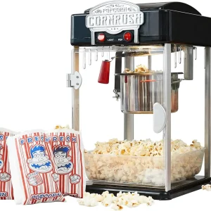 Popcorn Popper Machine-4 OZ Vintage Professional Popcorn Nonstick Kettle Warming Light and Serving Scoo