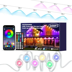 Eaves Lights with APP/Remote Control, IP67 Waterproof LED Outdoor String Lights