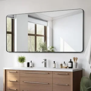 Wall Mounted Makeup Mirror, 0.15" Thick, 36" X 72" Mirror with Aluminium Alloy Frame & Explosion-Proof Film