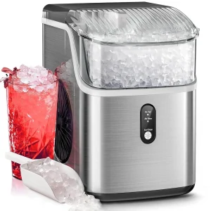 Ice Makers Countertop, 35lbs/Day Pebble Maker Machine with Sonic , Self-Cleaning Countertop Maker with Ice Scoop