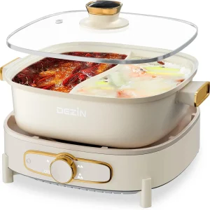 Hot Pot Electric with Divider, 5.5L Double-Flavor Electric Shabu Shabu Pot,