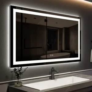 48 X 36 Inches LED Bathroom Mirror with Front and Backlit,Anti-Fog,3 Colors and Dimmable Light