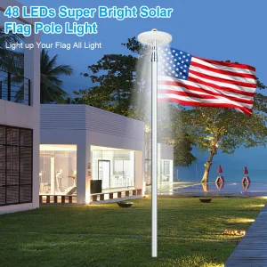Solar Flag Pole Light 48 Led Lights, 2 Modes Brightness, Auto On/Off,Super Bright Energy