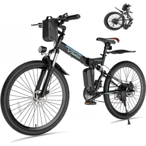 QVivi for Adults 500W Peak Folding Mountain Bike 26'' Commuter Ebike 21.7MPH Adult Electric Bicycl