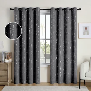 Pack Of 2 Blackout Curtains Grommet Thermal Insulated Room Darkening  With Tree Printed For Bedroom