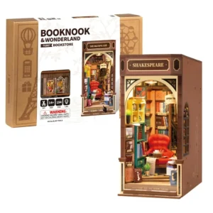 Robotime Rolife Bookstore Book Nook Bookend Model Kit with LED Light