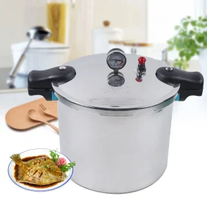 22L Large Pressure Canner Cooker Kitchen Cookware with Gauge Release Valve 90kpa NEW 32cm