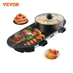 VEVOR Electric BBQ Pan 2 in 1 Grill Hot Pot Portable